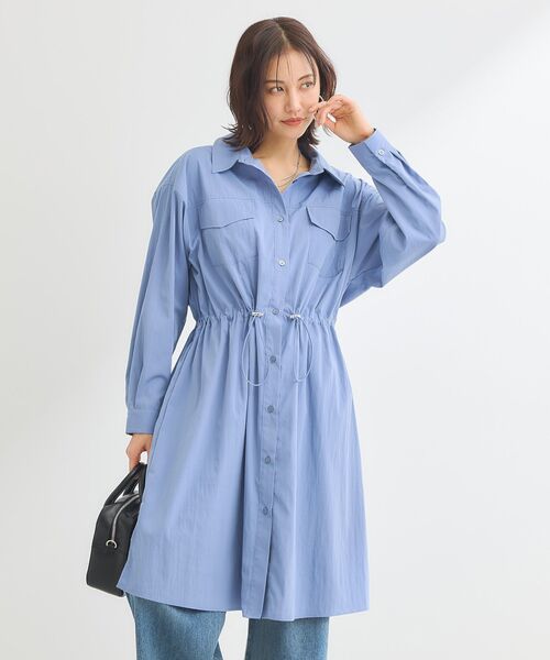 Green　Parks（グリーンパークス）の「ミディ丈ミリタリーシャツワンピース（シャツワンピース・レディース・カーキ/ブルー/ホワイト系その他2/ダークネイビー・FREE）」の22枚目の写真