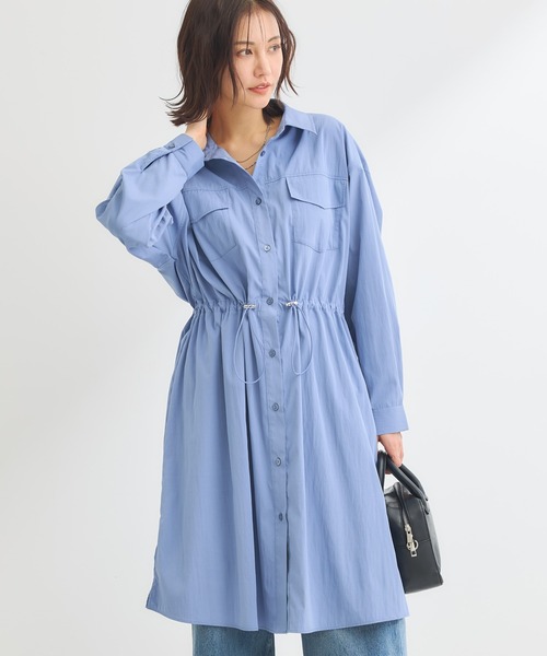 Green　Parks（グリーンパークス）の「ミディ丈ミリタリーシャツワンピース（シャツワンピース・レディース・カーキ/ブルー/ホワイト系その他2/ダークネイビー・FREE）」の3枚目の写真