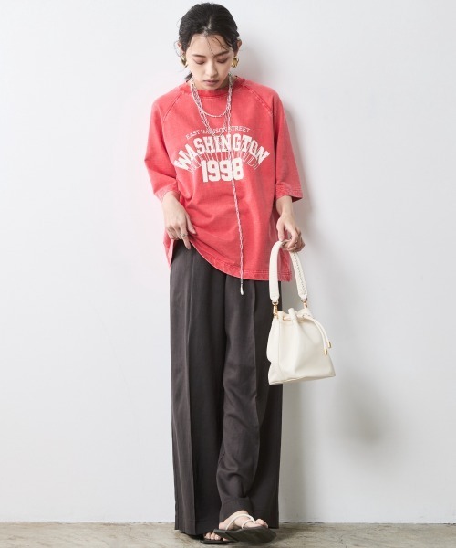 CHIC STYLE（シックスタイル）の「レーヨン麻タックワイドパンツ＜大きいサイズ有＞シックスタイル（スラックス・レディース・オフホワイト/チャコール・5L/4L/3L/LL/L/M）」の6枚目の写真