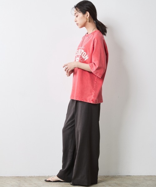 CHIC STYLE（シックスタイル）の「レーヨン麻タックワイドパンツ＜大きいサイズ有＞シックスタイル（スラックス・レディース・オフホワイト/チャコール・5L/4L/3L/LL/L/M）」の7枚目の写真