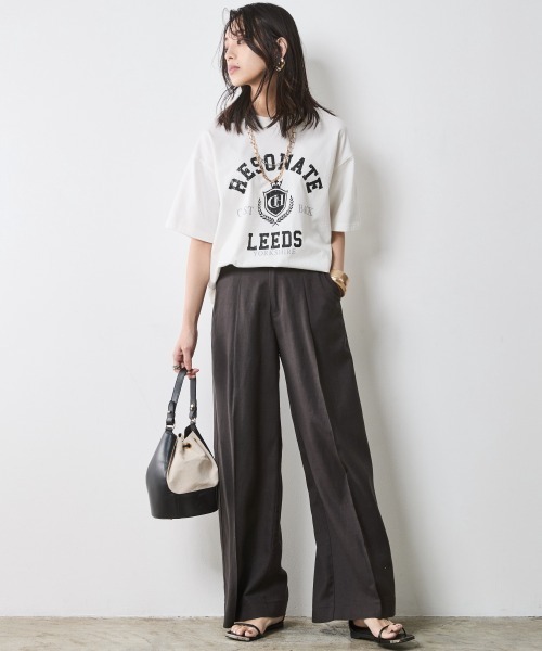 CHIC STYLE（シックスタイル）の「レーヨン麻タックワイドパンツ＜大きいサイズ有＞シックスタイル（スラックス・レディース・オフホワイト/チャコール・5L/4L/3L/LL/L/M）」の12枚目の写真