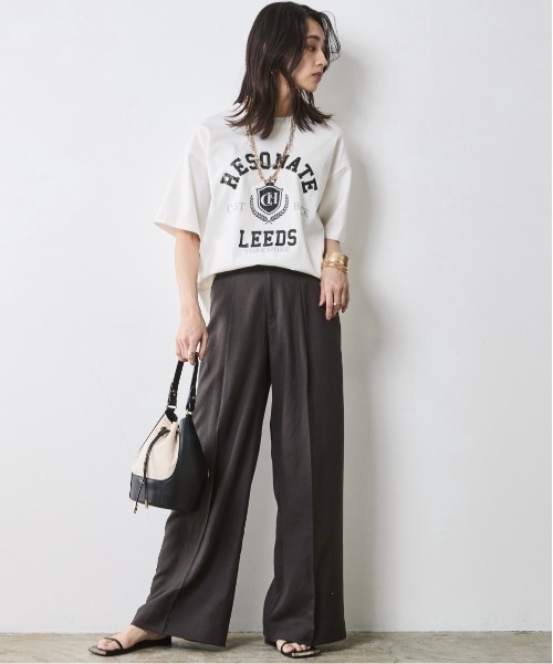 CHIC STYLE（シックスタイル）の「レーヨン麻タックワイドパンツ＜大きいサイズ有＞シックスタイル（スラックス・レディース・オフホワイト/チャコール・5L/4L/3L/LL/L/M）」の14枚目の写真