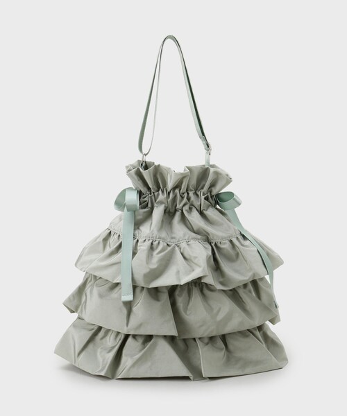 OPAQUE.CLIP（オペークドットクリップ）の「【長さ調整可能】ドロストリボンフリルティアードショルダーバッグ（ショルダーバッグ・レディース・グレー/ブラック/グリーン系/ベージュ・00）」の15枚目の写真