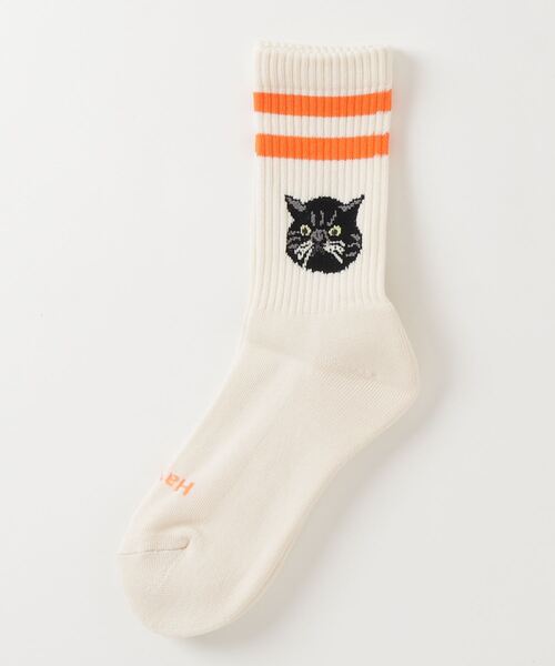 ROSTER SOX（ロスターソックス）の「ROSTER SOX/ロスターソックス  CAT SOCKS メンズ レディース（ソックス/靴下・メンズ・オレンジ/モスグリーン・1/2）」の2枚目の写真