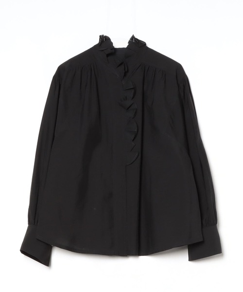 RUMCHE(ラムシェ)の「Half Moon Ruffle Blouse / ハーフムーンラッフルブラウス(シャツ/ブラウス・レディース・ホワイト/ブラック・FREE)」の4枚目の写真