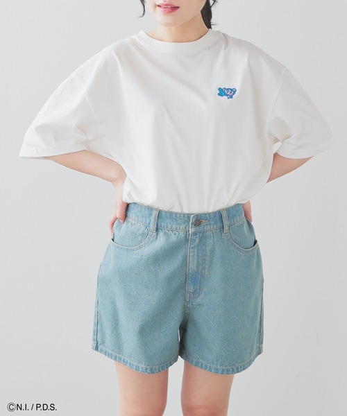 Honeys(ハニーズ)の「エンジェルブルー/ゆるT(Tシャツ/カットソー・レディース・ネイビー/ピンク/ホワイト/ブルー・L/LL/M/S)」の2枚目の写真