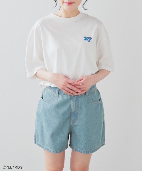 Honeys(ハニーズ)の「エンジェルブルー/ゆるT(Tシャツ/カットソー・レディース・ネイビー/ピンク/ホワイト/ブルー・L/LL/M/S)」の6枚目の写真