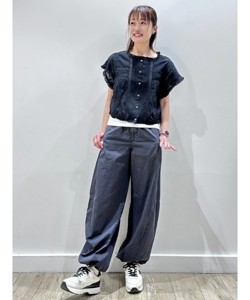 セール】クロップド ラッフルフリル ピンタックトップス（シャツ