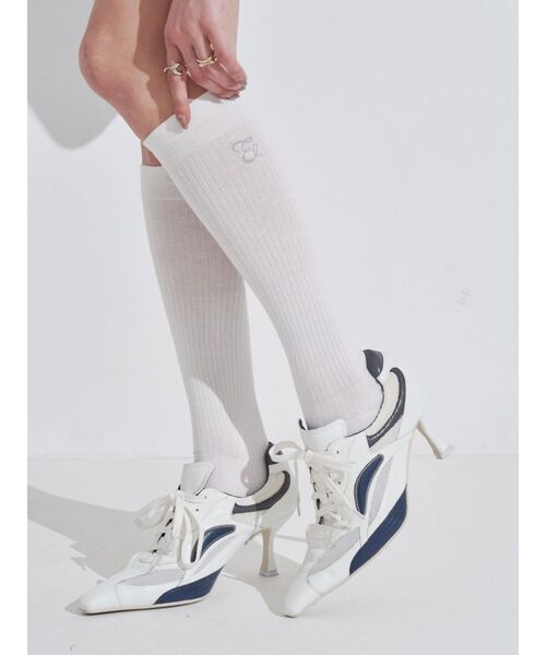 EVRIS(エヴリス)の「オリジナルEロゴハイソックス(ソックス/靴下・レディース・グレー/ホワイト・FREE)」の5枚目の写真