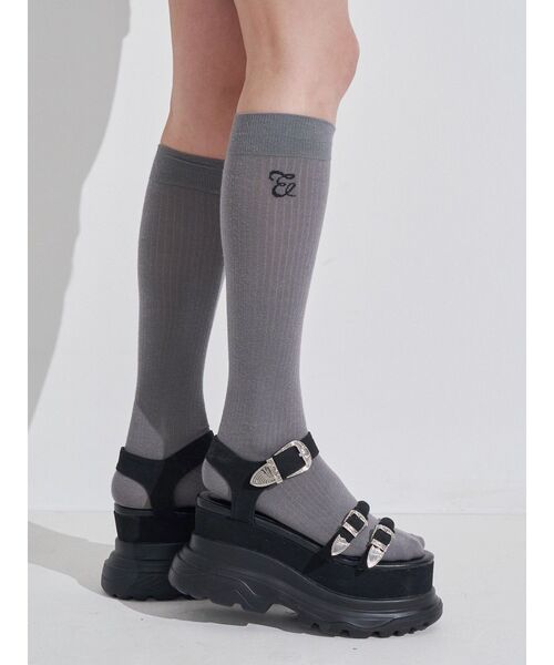 EVRIS(エヴリス)の「オリジナルEロゴハイソックス(ソックス/靴下・レディース・グレー/ホワイト・FREE)」の8枚目の写真