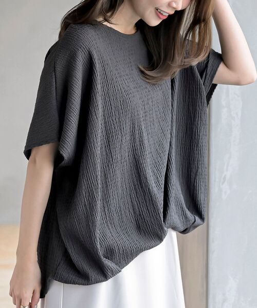 rps（アールピーエス）の「シャーリングドビー裾タックドルマンプルオーバー（その他トップス・レディース・チャコールグレー/ブラック/アイボリー・フリー）」の11枚目の写真