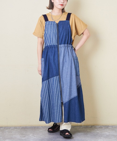 CUBE SUGAR（キューブシュガー）の「4.5オンスデニム3wayジャンパースカート（ジャンパースカート・レディース・インディゴブルー/ブルー系/ネイビー系・M）」の2枚目の写真