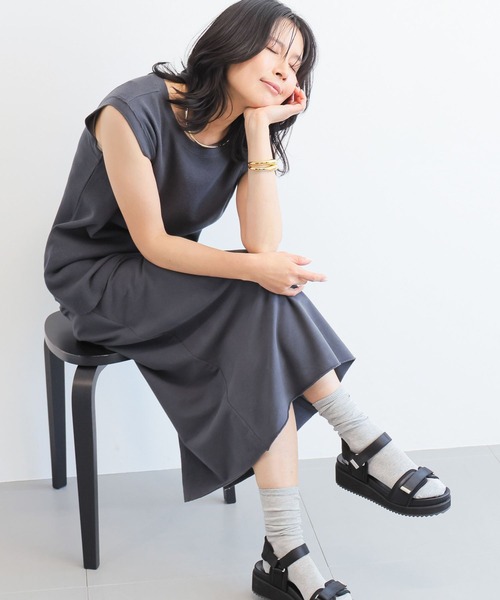 BARNYARDSTORM（バンヤードストーム）の「BARNYARDSTORM / 裏毛カットロングスカート＜セットアップ対応＞（スカート・レディース・チャコールグレー/ベージュ・S/M）」の5枚目の写真