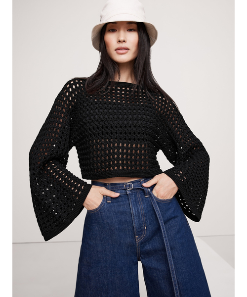 【原価ぶっ壊し割引】コットン クロシェ クロップトップ セール】コットン100% クロシェ クロップド タンクトップ