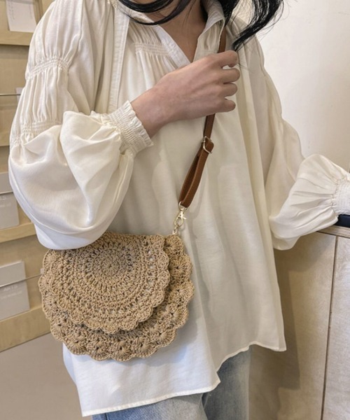 おしゃれスタ(オシャレスタ)の「大人可愛いクロシェ編みショルダーバッグ(ショルダーバッグ・レディース・ベージュ/ホワイト・FREE)」の10枚目の写真