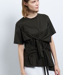 新品タグ付き【ランバンオンブルー】半袖カットソー トップス フリル 濃紺 M フリルスリーブカットソー|LANVIN en Bleu | LANVIN en Bleu