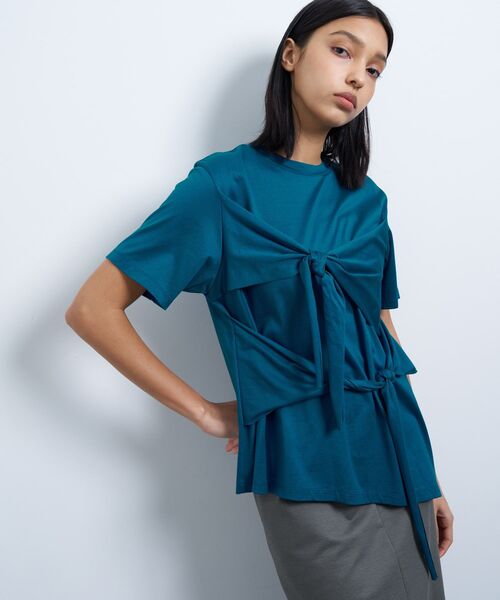 LANVIN en Bleu（ランバンオンブルー）の「アシンメノットTシャツ（Tシャツ/カットソー・レディース・ブラウン/オフホワイト/ブルー・38）」の18枚目の写真