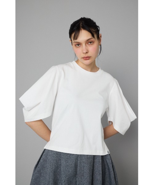 HeRIN.CYE(ヘリンドットサイ)の「Tuck sleeve cut tops タックスリーブカットトップス(Tシャツ/カットソー・レディース・ブラック/オレンジ/ホワイト/ライトグリーン・FREE)」の2枚目の写真