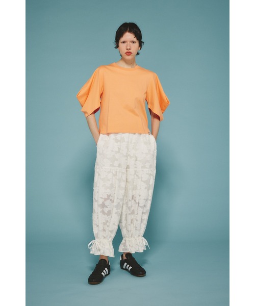 HeRIN.CYE(ヘリンドットサイ)の「Tuck sleeve cut tops タックスリーブカットトップス(Tシャツ/カットソー・レディース・ブラック/オレンジ/ホワイト/ライトグリーン・FREE)」の5枚目の写真