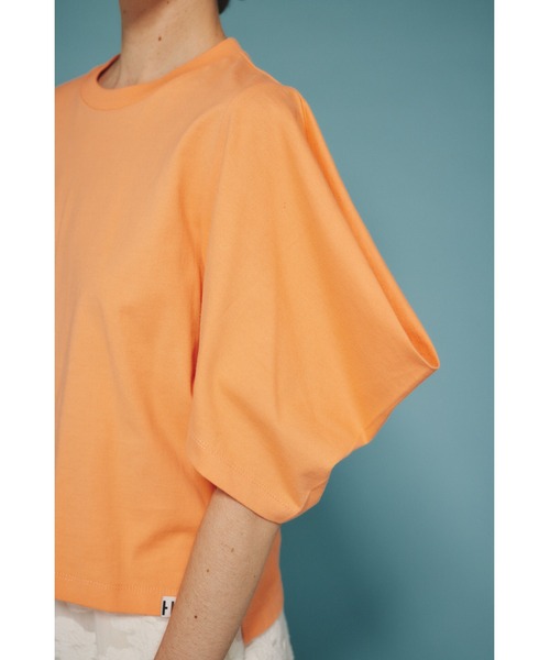 HeRIN.CYE(ヘリンドットサイ)の「Tuck sleeve cut tops タックスリーブカットトップス(Tシャツ/カットソー・レディース・ブラック/オレンジ/ホワイト/ライトグリーン・FREE)」の10枚目の写真