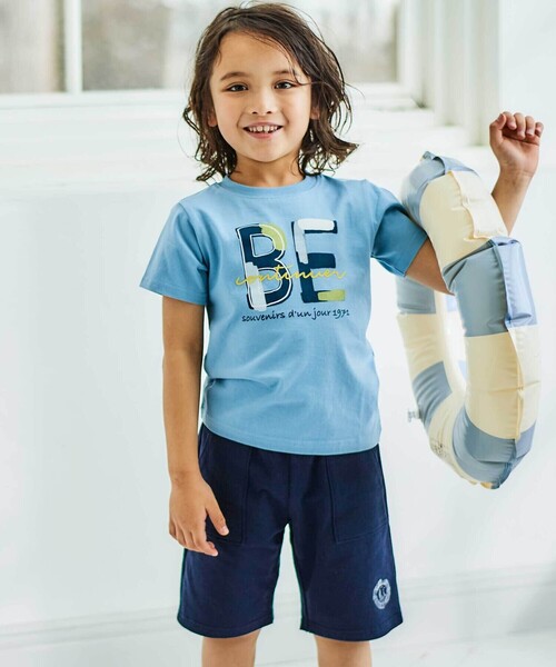 BeBe（ベベ）の「ミニウラケウエストリブハーフパンツ(80~150cm)（スウェットパンツ・キッズ・ベージュ/ネイビー・130cm/140cm/150cm）」の14枚目の写真