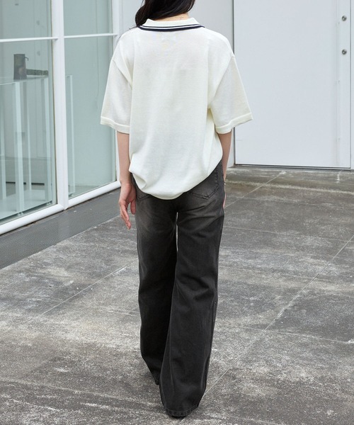 MONO-MART（モノマート）の「ラインストーンヴィンテージライクフレアデニムパンツ（デニムパンツ・レディース・サックスブルー/ブラック/ライトインディゴブルー/グレー・S/M/L）」の20枚目の写真