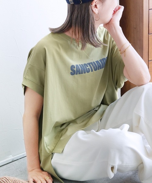 reca(レカ)の「ロゴプリントドルマンTシャツ(Tシャツ/カットソー・レディース・オフホワイト/ブラック/カーキ・FREE)」の19枚目の写真