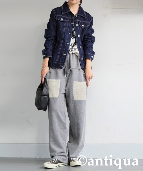 antiqua(アンティカ)の「スウェット テーパードパンツ(スウェットパンツ・レディース・ブラック/杢グレー・ONESIZE)」の18枚目の写真