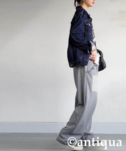 antiqua(アンティカ)の「スウェット テーパードパンツ(スウェットパンツ・レディース・ブラック/杢グレー・ONESIZE)」の19枚目の写真