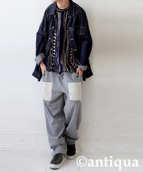 antiqua(アンティカ)の「スウェット テーパードパンツ(スウェットパンツ・レディース・ブラック/杢グレー・ONESIZE)」の12枚目の写真