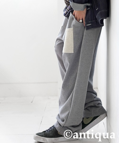 antiqua(アンティカ)の「スウェット テーパードパンツ(スウェットパンツ・レディース・ブラック/杢グレー・ONESIZE)」の14枚目の写真