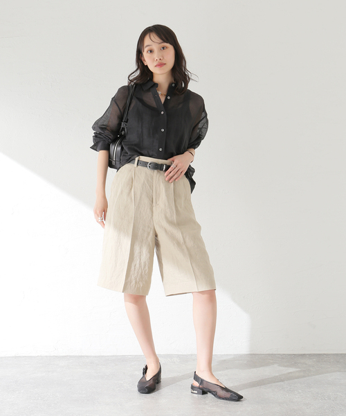 journal standard L'essage(ジャーナルスタンダードレサージュ)の「リネンキャンバスショートパンツ(その他パンツ・レディース・ブラック/ベージュ・FREE)」の9枚目の写真