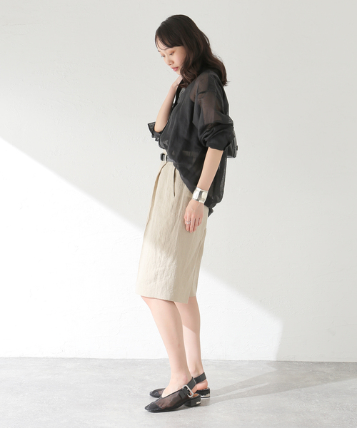 journal standard L'essage(ジャーナルスタンダードレサージュ)の「リネンキャンバスショートパンツ(その他パンツ・レディース・ブラック/ベージュ・FREE)」の8枚目の写真