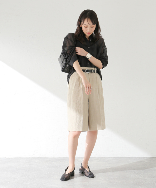 journal standard L'essage(ジャーナルスタンダードレサージュ)の「リネンキャンバスショートパンツ(その他パンツ・レディース・ブラック/ベージュ・FREE)」の5枚目の写真