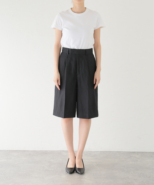 journal standard L'essage(ジャーナルスタンダードレサージュ)の「リネンキャンバスショートパンツ(その他パンツ・レディース・ブラック/ベージュ・FREE)」の4枚目の写真