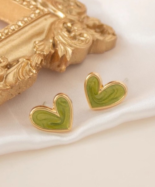 セール】YU-KA:グリーンハートピアス Green Heart pierce（ピアス（両