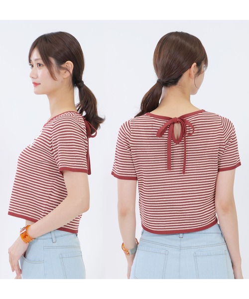 MQロゴボーダーバックリボン プルオーバー（Tシャツ/カットソー