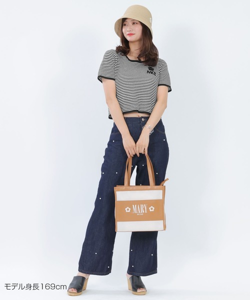 マリークワント MARY QUANT MQロゴボーダーバックリボン プルオーバー （ブラック） MQロゴボーダーバックリボン プルオーバー（Tシャツ/カットソー