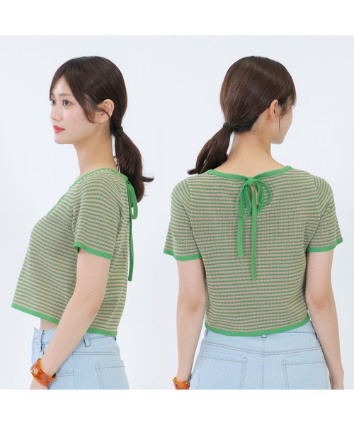 tシャツ マリークワント mary quant MQロゴボーダーバックリボン プルオーバー レディース MARY QUANT tシャツ マリークワント mary quant MQロゴボーダー