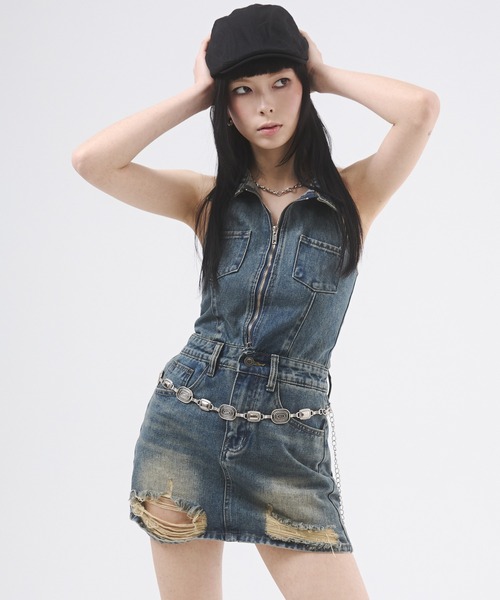 大人気デニムミニワンピース　普段着　女子会　デート　アウトドア 2025新作 キャミデニムミニワンピース Mc 186 – micury