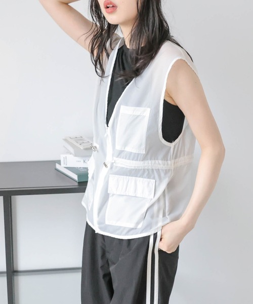 AMELY（エミリー）の「シアーフィッシングベスト（ベスト・レディース・ホワイト/ブラック・フリー）」の10枚目の写真