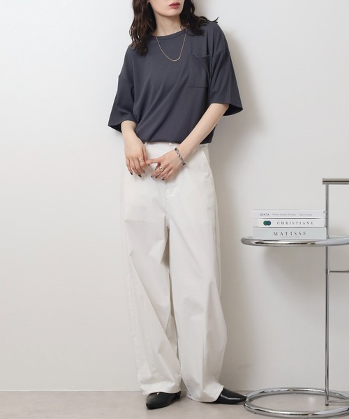 FUNALIVE(ファンアライブ)の「ストライプジャガード 半袖 Tシャツ(Tシャツ/カットソー・メンズ・チャコールグレー/ミント/ラベンダー/ブラック・L/LL/M)」の7枚目の写真
