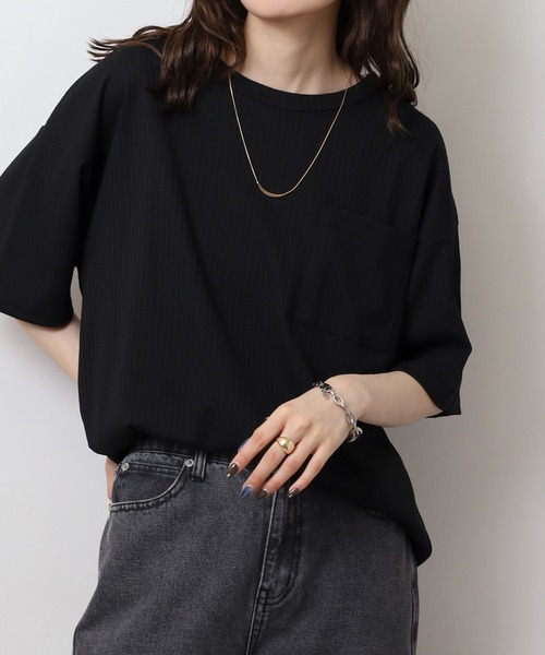 FUNALIVE(ファンアライブ)の「ストライプジャガード 半袖 Tシャツ(Tシャツ/カットソー・メンズ・チャコールグレー/ミント/ラベンダー/ブラック・L/LL/M)」の17枚目の写真