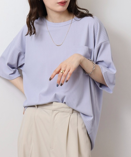 FUNALIVE(ファンアライブ)の「ストライプジャガード 半袖 Tシャツ(Tシャツ/カットソー・メンズ・チャコールグレー/ミント/ラベンダー/ブラック・L/LL/M)」の13枚目の写真