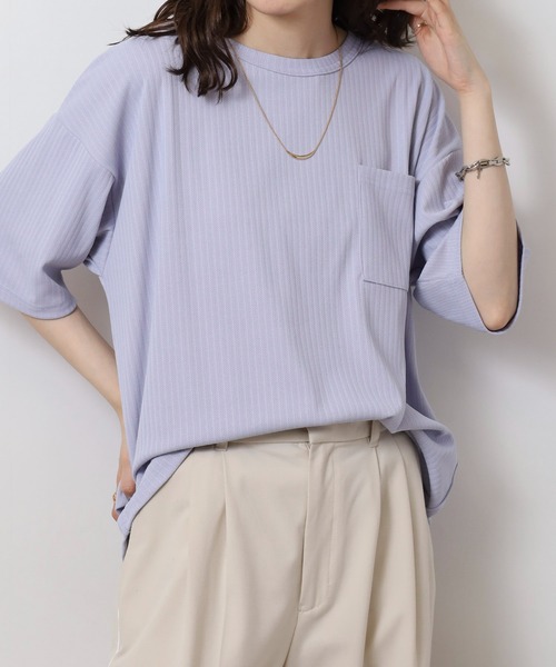 FUNALIVE(ファンアライブ)の「ストライプジャガード 半袖 Tシャツ(Tシャツ/カットソー・メンズ・チャコールグレー/ミント/ラベンダー/ブラック・L/LL/M)」の15枚目の写真