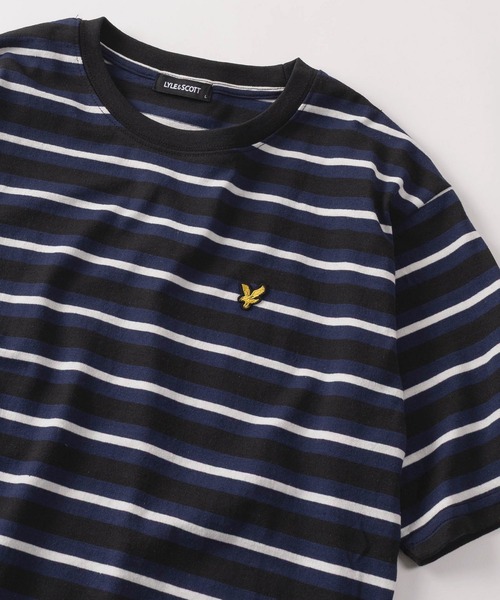 LYLE&SCOTT(ライルアンドスコット)の「【71】【LYLE & SCOTT/ライル&スコット】ワンポイント刺繍 レトロ ボーダー Tシャツ オーバーサイズ(Tシャツ/カットソー・メンズ・グレー/ダークブルー/ネイビー/グリーン・M/L/XL)」の2枚目の写真