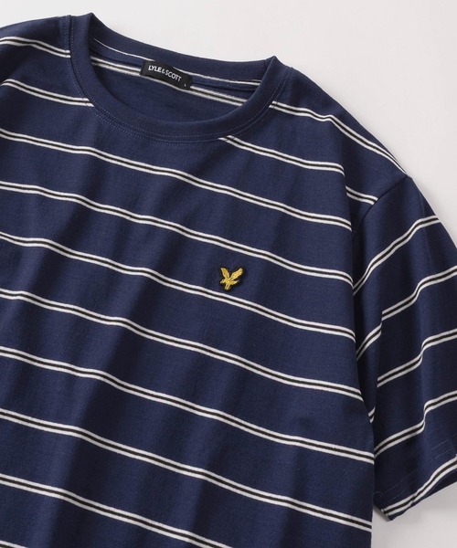 LYLE&SCOTT(ライルアンドスコット)の「【71】【LYLE & SCOTT/ライル&スコット】ワンポイント刺繍 レトロ ボーダー Tシャツ オーバーサイズ(Tシャツ/カットソー・メンズ・グレー/ダークブルー/ネイビー/グリーン・M/L/XL)」の4枚目の写真