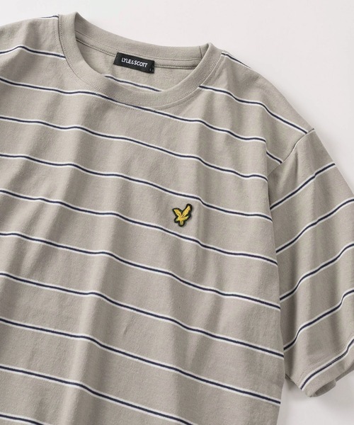 LYLE&SCOTT(ライルアンドスコット)の「【71】【LYLE & SCOTT/ライル&スコット】ワンポイント刺繍 レトロ ボーダー Tシャツ オーバーサイズ(Tシャツ/カットソー・メンズ・グレー/ダークブルー/ネイビー/グリーン・M/L/XL)」の1枚目の写真