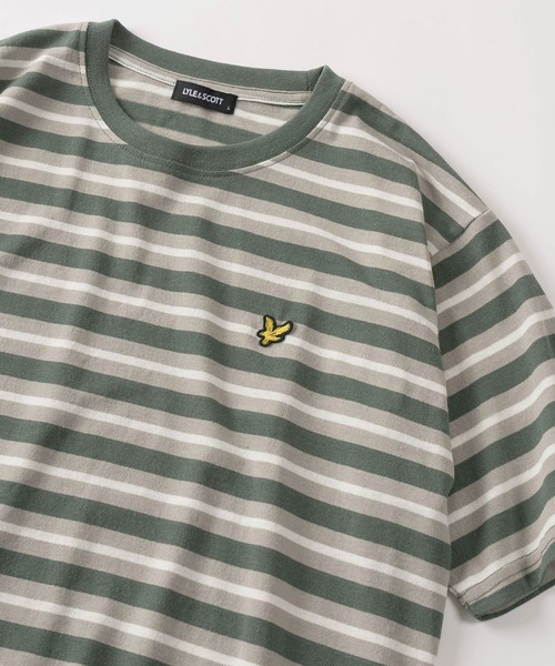 LYLE&SCOTT(ライルアンドスコット)の「【71】【LYLE & SCOTT/ライル&スコット】ワンポイント刺繍 レトロ ボーダー Tシャツ オーバーサイズ(Tシャツ/カットソー・メンズ・グレー/ダークブルー/ネイビー/グリーン・M/L/XL)」の3枚目の写真