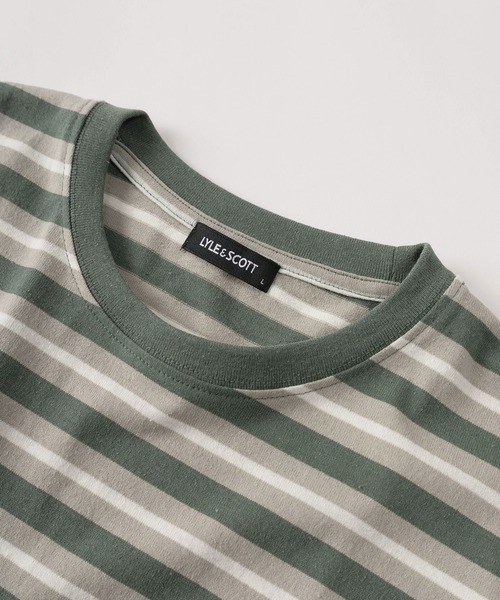 LYLE&SCOTT(ライルアンドスコット)の「【71】【LYLE & SCOTT/ライル&スコット】ワンポイント刺繍 レトロ ボーダー Tシャツ オーバーサイズ(Tシャツ/カットソー・メンズ・グレー/ダークブルー/ネイビー/グリーン・M/L/XL)」の5枚目の写真
